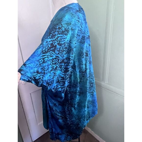 Vintage Van Klee Blue and Green Batik Tunic NWOT? 100% Rayon OS to 1X - Picture 3 of 7